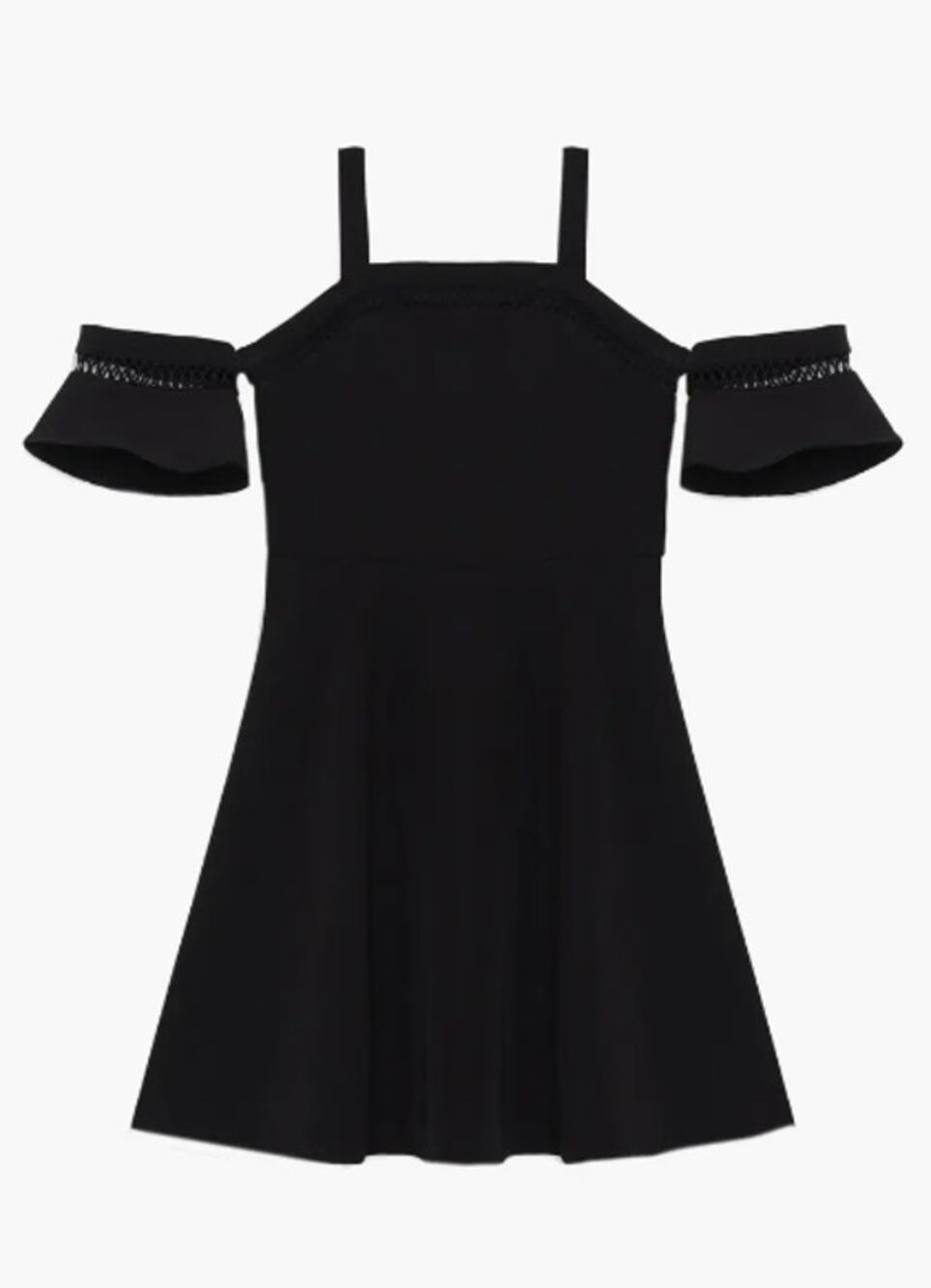 BARDOT JUNIOR Girls Isla Skater Dress Size 16 Black Cold Shoulder NWT